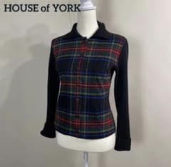 HOUSE of YORK タータンチェック ニット切り替え ブラウスのサムネイル