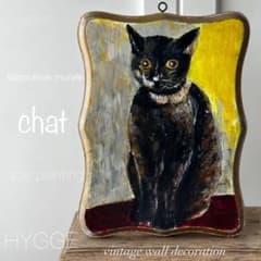 vintage ヴィンテージ 木製 壁飾り 猫 ネコ ねこアンティークcat 絵 