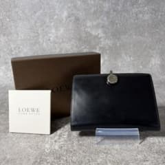 LOEWE ロエベ 三つ折り財布 ブラック レザー アナグラム　Wホック