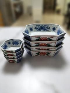 刺身皿・醤油皿セット(深型／八角形／和柄)のサムネイル