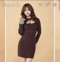 Darich フロントオープンニットミニワンピース ブラウン FREEのサムネイル