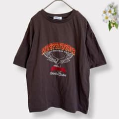 FLASH BLUE Tシャツ 【M】 ブラウン イーグル プリント 古着風