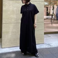 ザリラクス　フロントタック　ポロシャツ　ロングワンピース　黒　36 日本製 ザリラクス フロントタック ポロシャツ ロングワンピース 黒 36 日本製