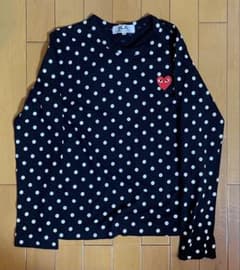 13時まで値下　PLAY comme des garconsドット長袖カットソー PLAY COMME des GARCONS ドット柄 長袖カットソー M - メルカリ