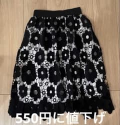 花柄 レース フレアスカート ブラックのサムネイル
