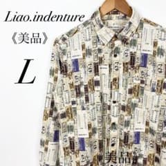 美品　プリントシャツ　ヴィンテージ風　古着　チケット柄　中厚手　カジュアルのサムネイル