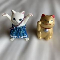 猫 フィギュア 2体セット 招き猫 - メルカリ