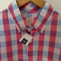 新品★未使用　春色　 GAP　ギャップ　メンズ　 チェックシャツ　S　コットン