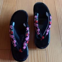 厚底草履　　フリーサイズこっぽり黒色のサムネイル