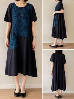TSUMORI CHISATO 刺繍入り長袖ワンピース TSUMORI CHISATO 刺繍デザイン ワンピース ネイビー ロング丈 - メルカリ