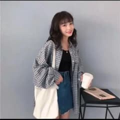 mon様専用 チェックオーバーシャツ  ビックシャツのサムネイル