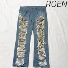 希少 ROEN ロエン Y2K クラッシュダメージ レオパード デニム W33