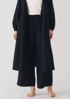 無印良品　ふんわりしぼガーゼ　ロングパンツ　XLサイズ　ブラックのサムネイル