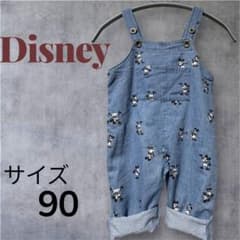Disney ミッキーマウス デニム キッズ　オーバーオール 90cm 総柄のサムネイル