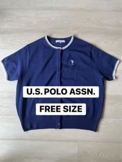 U.S. POLO ASSN. 半袖 ニットカーディガン フリーサイズ ネイビーのサムネイル