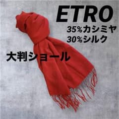 ☆ETRO☆イタリヤ製 大判ショール カシミヤ シルク 赤 マフラー - メルカリ