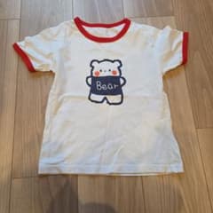 Bear プリント リンガーTシャツ ホワイト レッド 120cmのサムネイル