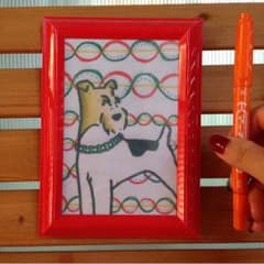 犬 イラスト 額縁付き ハンドメイドのサムネイル