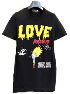 美品 モスキーノ ニット ワンピース 半袖 綿ニット ロングTシャツ 黒  