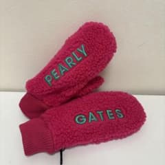 パーリーゲイツ　ゴルフ　ボアフリース　防寒ミトングローブ　ロゴ刺繍　防寒　ピンクのサムネイル