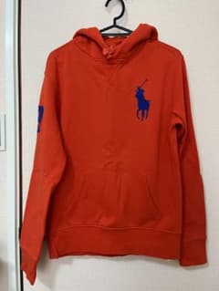 ポロ馬刺繍オレンジフード付きパーカーのサムネイル