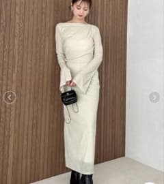 SNIDEL フロッキーベロアドレープドレス - メルカリ