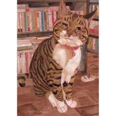 「書斎の猫」額縁入り（原画） 書斎の猫」額縁入り（原画） - メルカリ