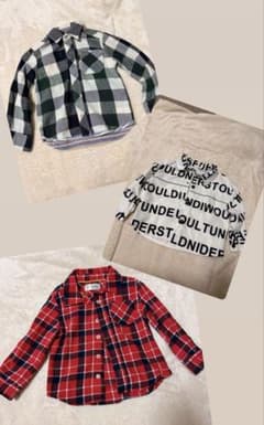 長袖　チェックシャツ　子供服　3点セットのサムネイル
