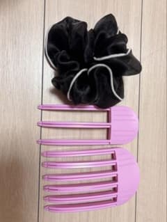黒シュシュ 前髪止め2個セットのサムネイル