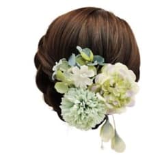 Thumbnail of 和装 髪飾り 造花 フラワー ヘアアクセサリー 3個セット (グリーン)