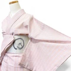 夏用 絽 小紋 洗える着物 身丈168 裄66 縦縞 芝草 扇 着物 062b - メルカリ