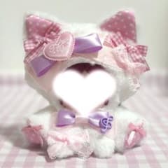 おすわりぬい服 ピンク 紫 白猫 - メルカリ