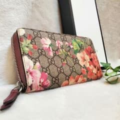 GUCCI グッチ 長財布 GGスプリーム フローラ ブルームス ラウンド