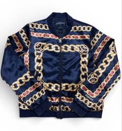 美品】STUSSY ステューシー チェーン柄 ボンバージャケット スカジャン
