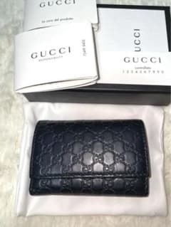 美品✨グッチ 6連キーケース マイクロシマ GG 紺レザー - メルカリ