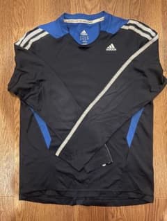 160cm adidas サッカー トレーニングシャツ ブラック×ブルーのサムネイル