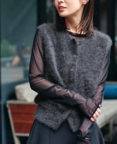 noble FOX/Caファーニットフロントボタンベスト グレー - メルカリ