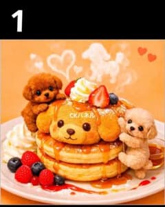 オーダーページ ハンカチ 487 ホットケーキわんこ柄 ハンドメイド2/5