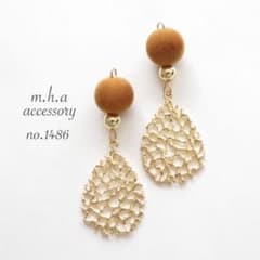 no.1486 ベロア・ゴールド透かしリーフ/キャメルのサムネイル