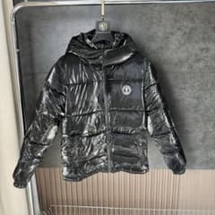 TRAPSTAR新品Sサイズ光沢黒ナイロン ダウンジャケット フード付き