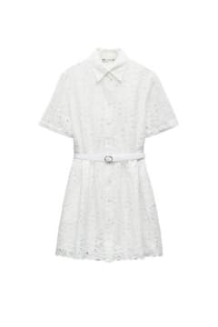 ZARA 刺繍入りシャツワンピース ホワイトのサムネイル