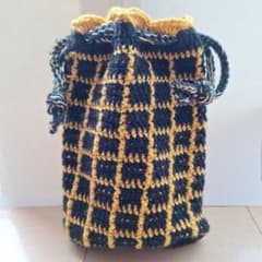 ハンドメイド 巾着袋 ブラック×イエローのサムネイル