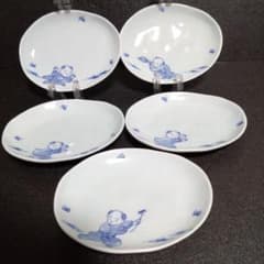 未使用 三川内焼 宝珠窯 唐子 銘々皿5枚 料亭 レストラン お祝い 高級品 未使用 三川内焼 宝珠窯 唐子 銘々皿5枚 料亭 レストラン お祝い