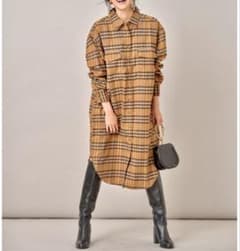先染めチェック微起毛シャツワンピースのサムネイル