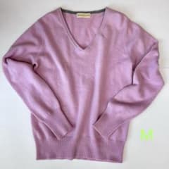 ブランカフェ　カシミヤ100%Vネックセーター　Ｍサイズ　ピンクのサムネイル