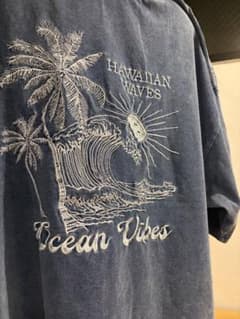 ハワイアンウェーブ刺繍デニムTシャツのサムネイル