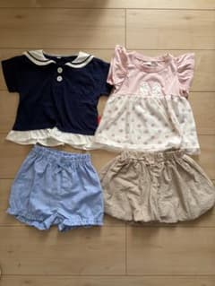 【美品】西松屋 ベビー服 80cm トップス・パンツ 4点セット 夏服 女の子のサムネイル
