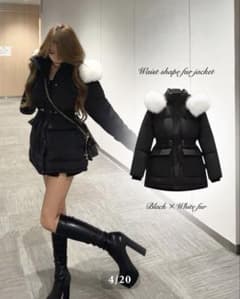 gienge(ジーアング)ウエストシェイプファージャケット ホワイトファー