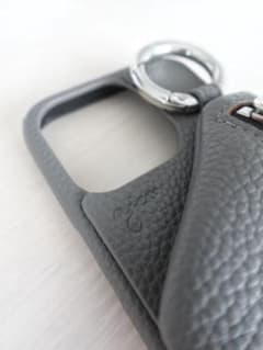 ajew iPhone 케이스 지퍼 첨부 그레이 숄더