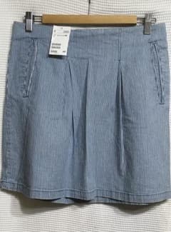 H&M ヒッコリー調ストライプスカート ブルー系　新品タグ付　サイズ40